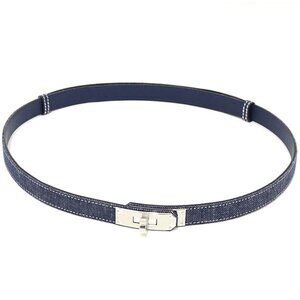 Hermes Belt Kelly Jean 18 PM Epson Denim Blue Series Silver Hardware